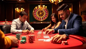 Experience the thrill of Luckywin at a vibrant poker table filled with action and excitement.
