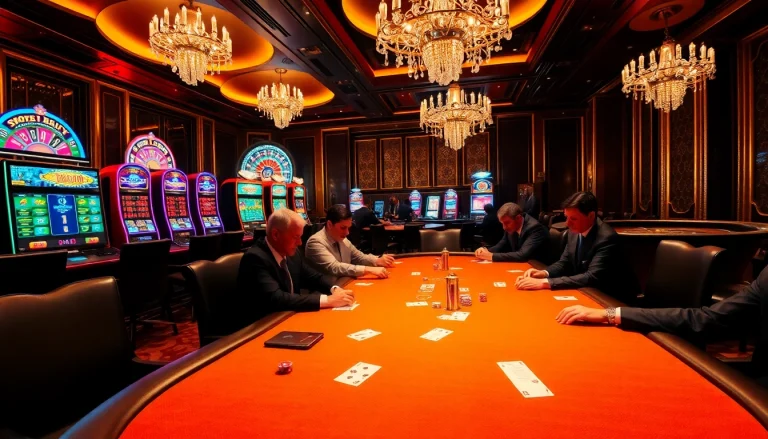 Engage in thrilling gameplay at vaobet.jp.net, with a vibrant casino atmosphere showcasing poker and slot fun.