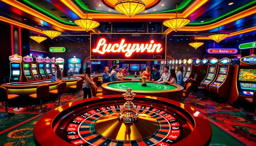 Players enjoying the Luckywin online casino experience with vibrant games and winning moments.