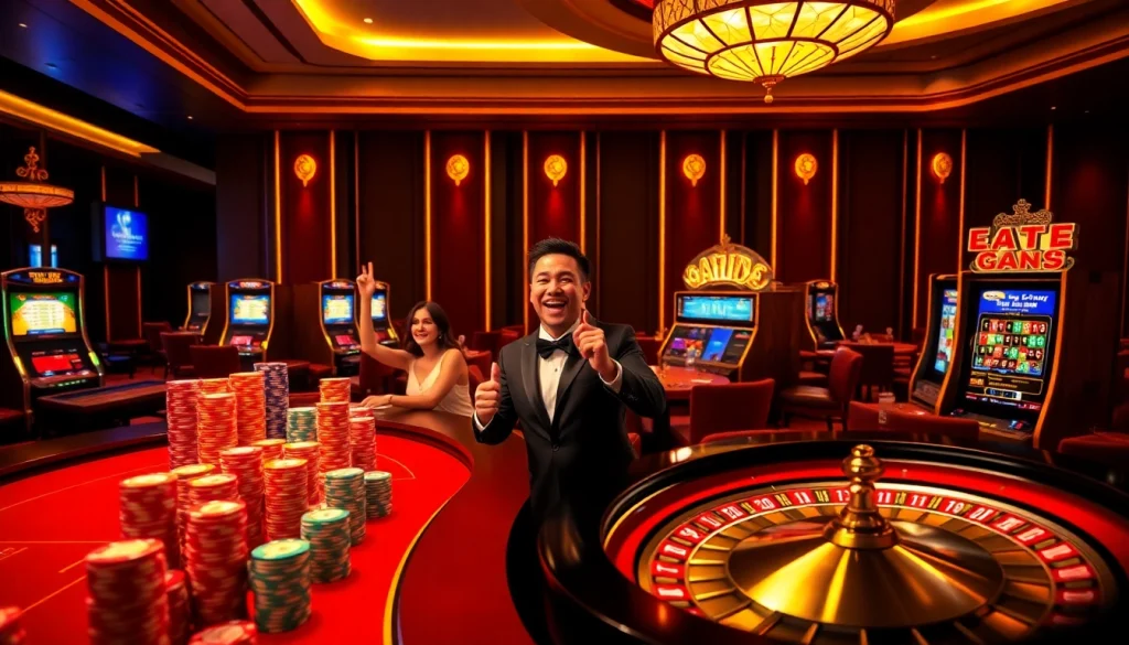 Experience thrilling gaming action on trang chủ DF999 with vibrant casino tables and engaging slot machines.
