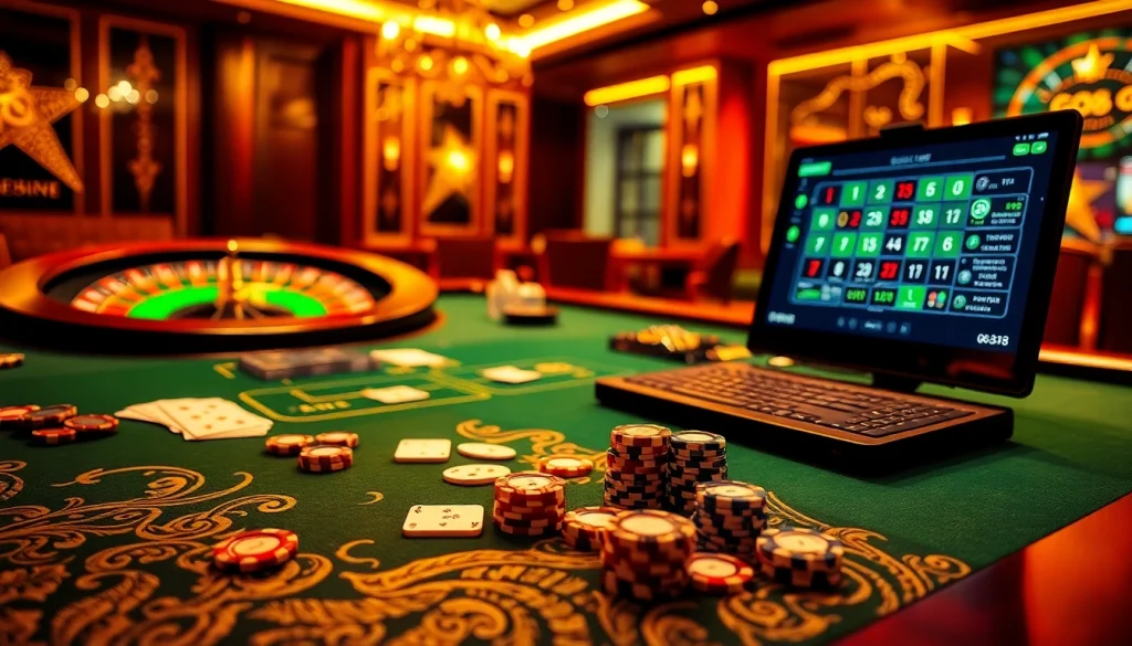 Engage in the excitement of go88 live with vibrant casino elements, including cards and chips.