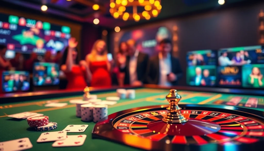 Experience the thrill of gambling at https://88vv.com.de/ with vibrant casino visuals showcasing poker chips and a roulette wheel.