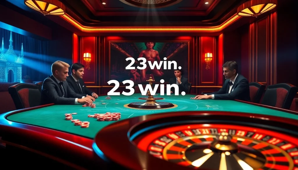 Engaging players inspired by 23win.ryukyu at a luxurious poker table with rich textures and vibrant colors.