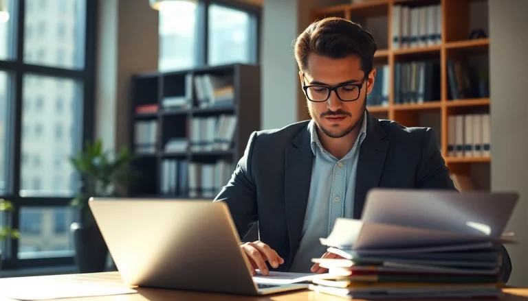 Engaging personal investigator studying evidence while you hire personal investigator services.