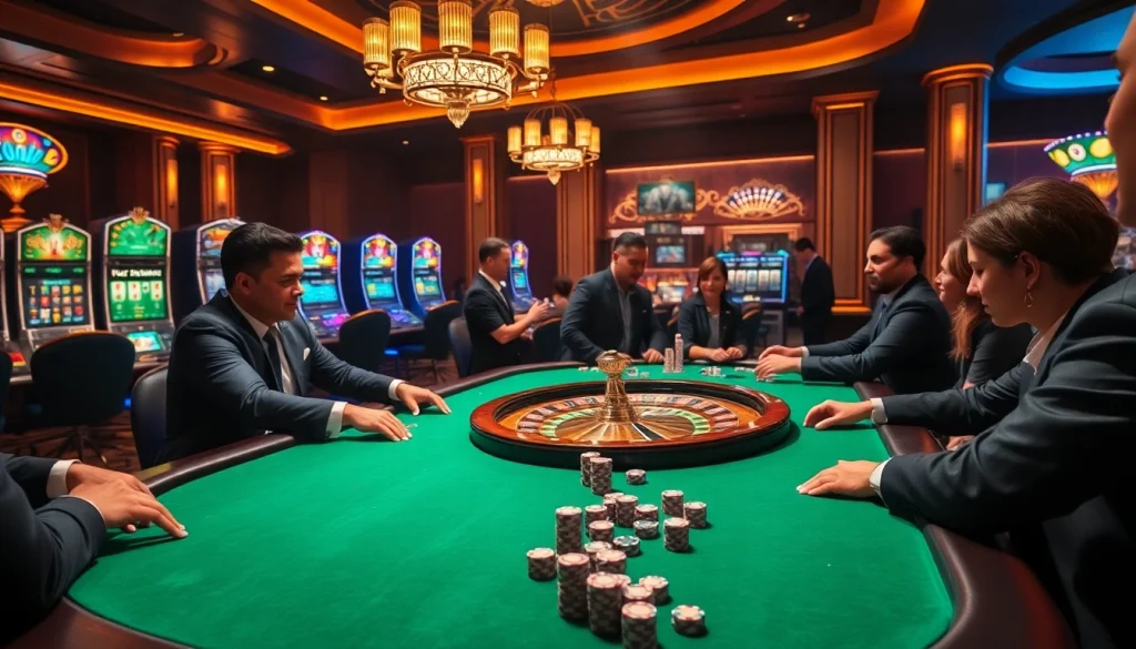 Engaged players at the b52club poker table experience the thrill of high-stakes gambling.