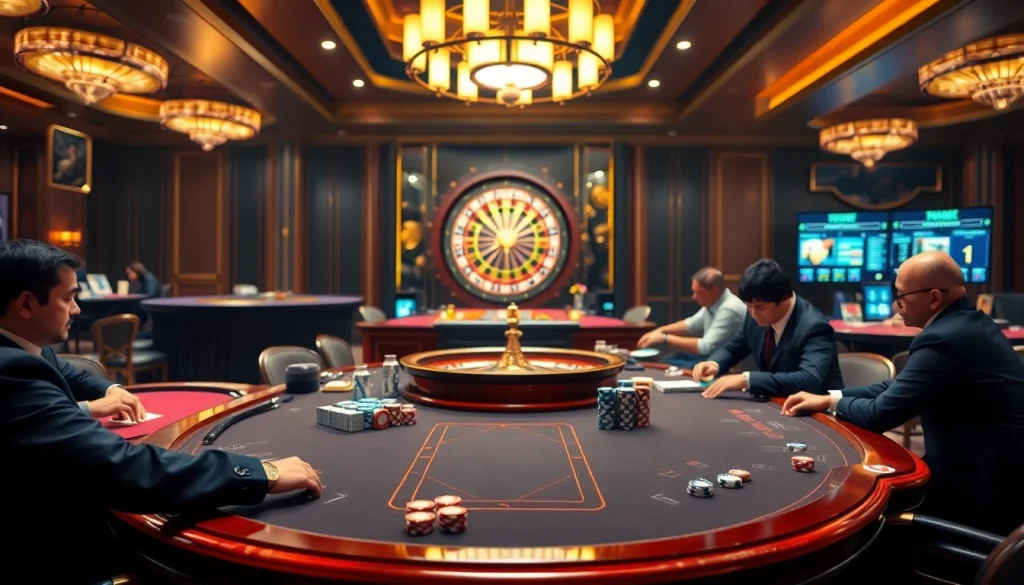 Players enjoying intense poker action on VZ99.fans with vibrant casino elements.