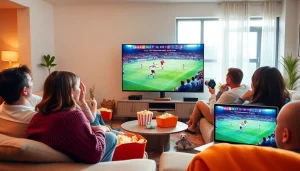 Experience live football streaming at https://vaoluoitv.it.com in a vibrant living room setting.