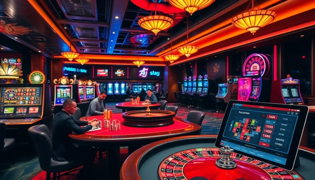 Players enjoying various games and betting at 789P's luxurious casino.