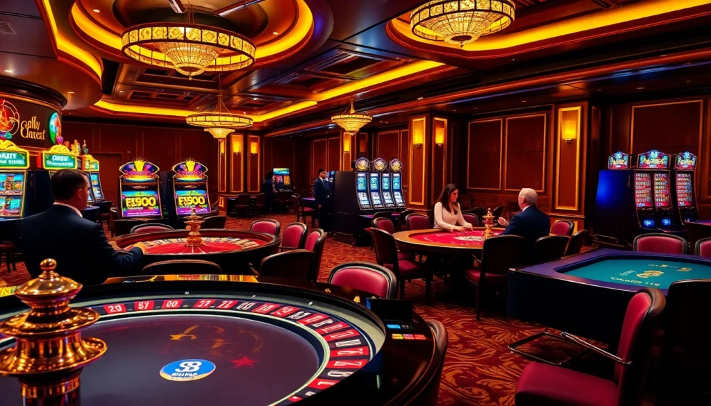 Engage in luxury gaming at https://1haywin.us.com/ with vibrant roulette tables and poker players.