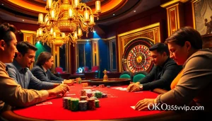High-stakes poker action at OK365vvip.com with chips and cards showcasing excitement