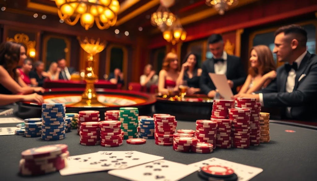 Engaged players enjoying a poker game at https://123win.click/, with luxurious elements reflecting a professional casino atmosphere.