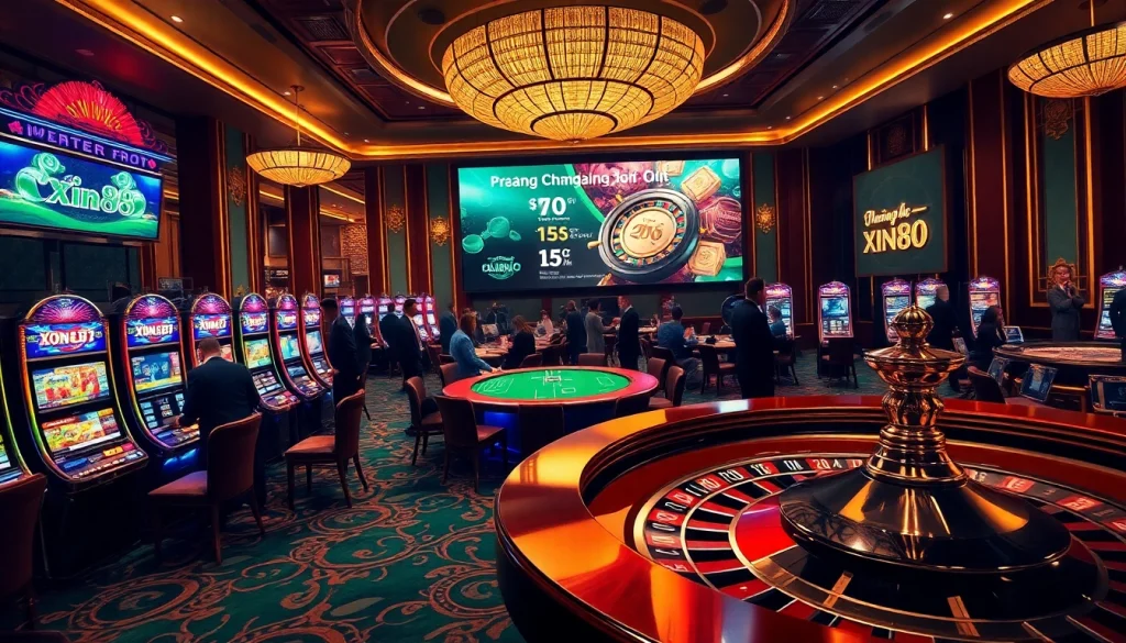Experience the excitement of trang chủ xin88 with players at a luxurious casino table game.