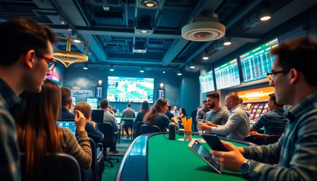 Dynamic online betting experience at stimmgewitter.org with players engaging in casino games and sports betting.