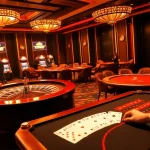 Experience the excitement of King88 in an elegant casino setting with roulette and high-stake poker elements.