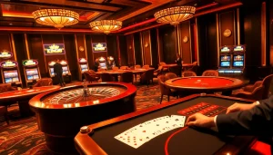 Experience the excitement of King88 in an elegant casino setting with roulette and high-stake poker elements.