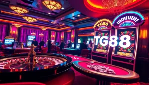 Players enjoying a thrilling game of roulette in a luxurious casino setting featuring TG88 elements.