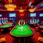 Players engaging in high-stakes Baccarat and Poker at ku3933 casino, showcasing an exciting gambling atmosphere.