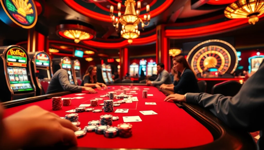 Experience the thrill of the luckywin game with vibrant poker action in a luxurious casino setting.