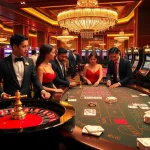 SODO66 gamblers strategically placing bets at a vibrant casino table with a roulette wheel.