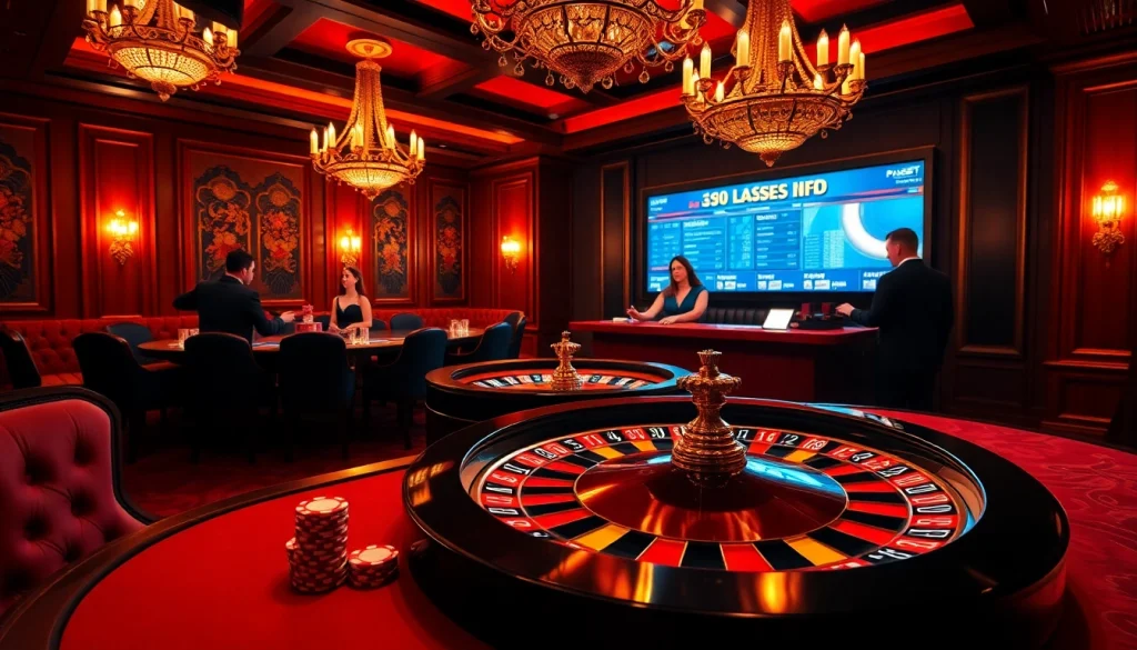 Players enjoying a dynamic game at 28bet casino, with vibrant tables and professional dealers.
