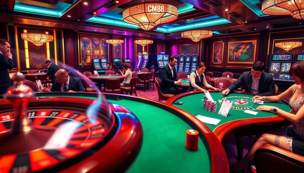 Experience thrilling casino excitement with CM88-themed poker and roulette games.