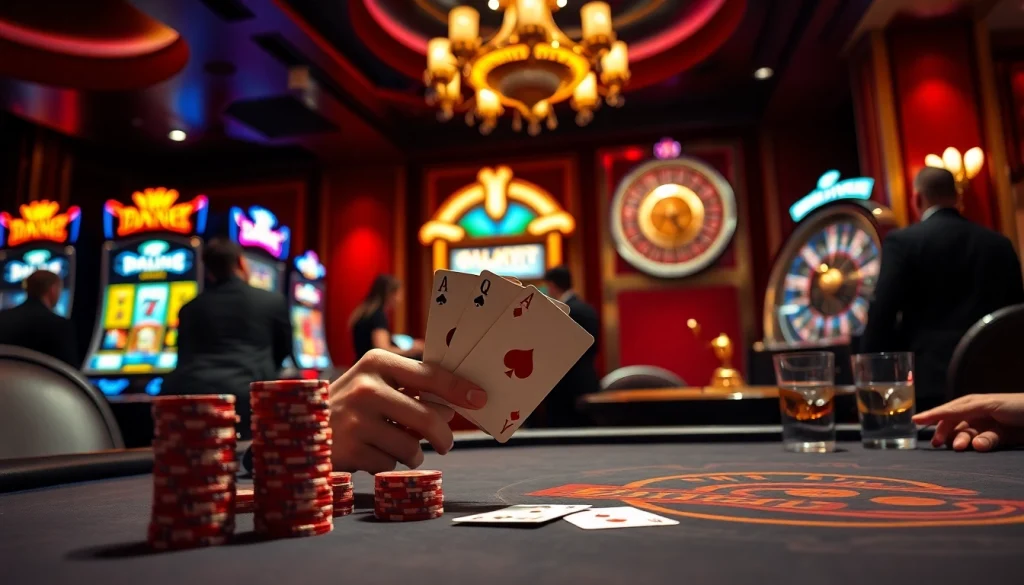 Intensely strategizing at the F168 poker table in a vibrant casino backdrop.