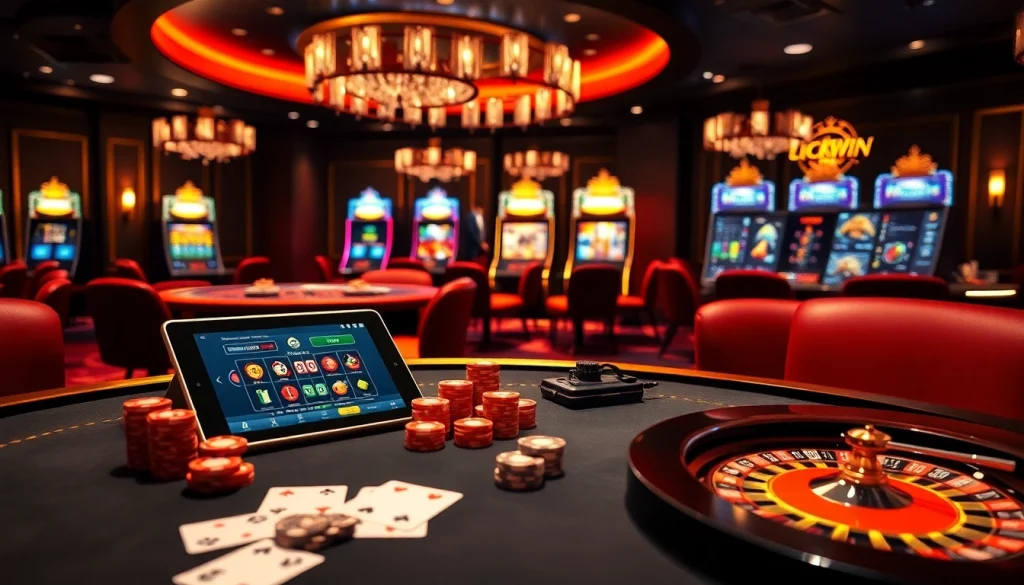 Experience LUCKYWIN through a lavish casino scene with vibrant games and dynamic action.