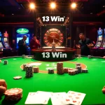Players engaged in thrilling games at a 13Win casino table, showcasing luxury and excitement.