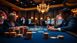 Players strategizing at a poker table in a luxury casino, embodying the essence of PS 99 gaming excitement.