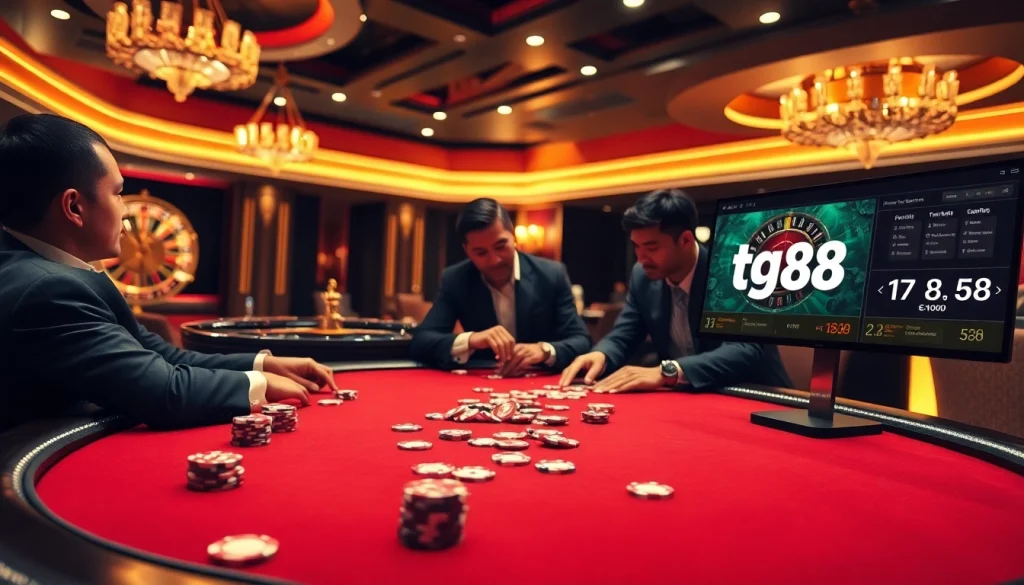 Experience thrilling poker action at tg88, showcasing intense gameplay and luxury.