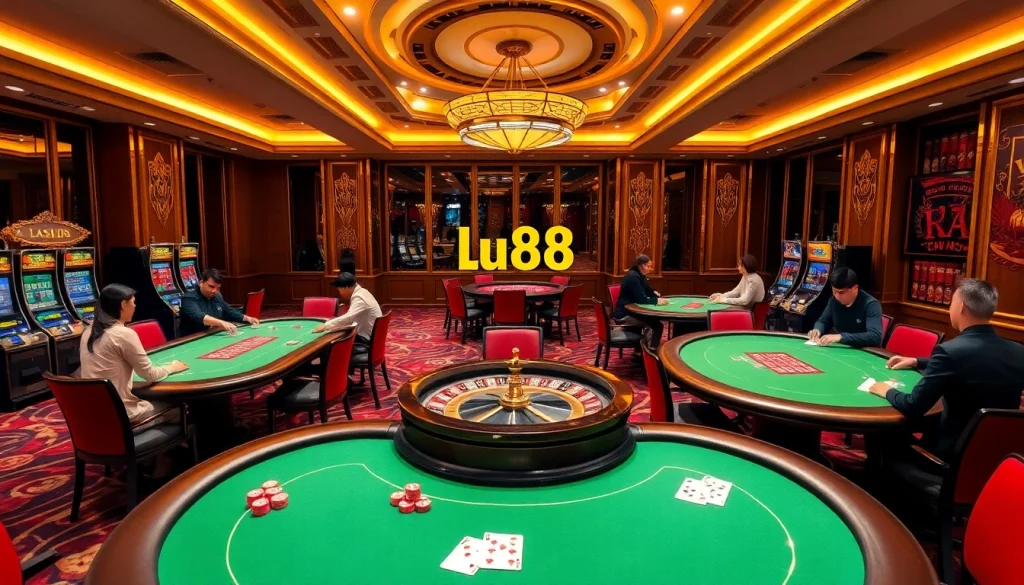 Play exciting casino games at lu88 with professional tables and bright slot machines