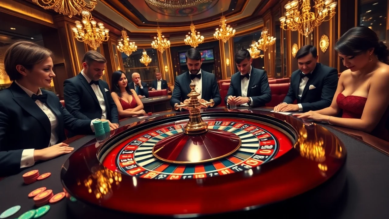 Gambling enthusiasts experience the thrill of the game at a luxurious roulette table inspired by 777VIP.