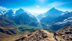 Everest base camp trek packages offering stunning views of the Himalayas and trekkers on the trail.