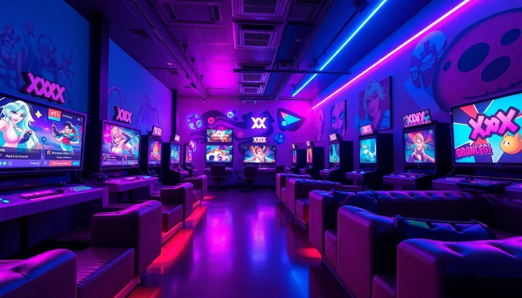 Engaging fantasy gaming scene featuring interactive XXX games in a vibrant lounge atmosphere.