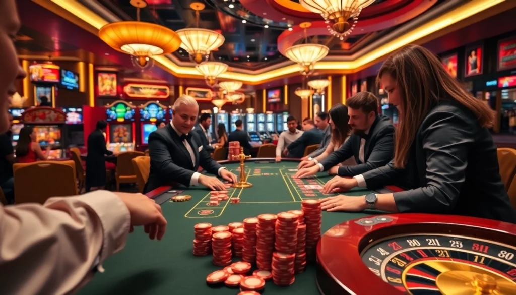 SUNWIN casino players enjoying a thrilling game at an elegant gaming table.