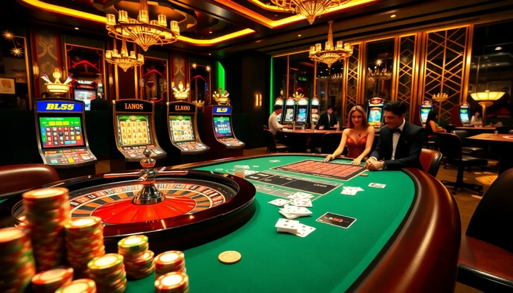 Experience the excitement at Nhà cái BL555 with vibrant casino games, lively players, and stunning ambiance.
