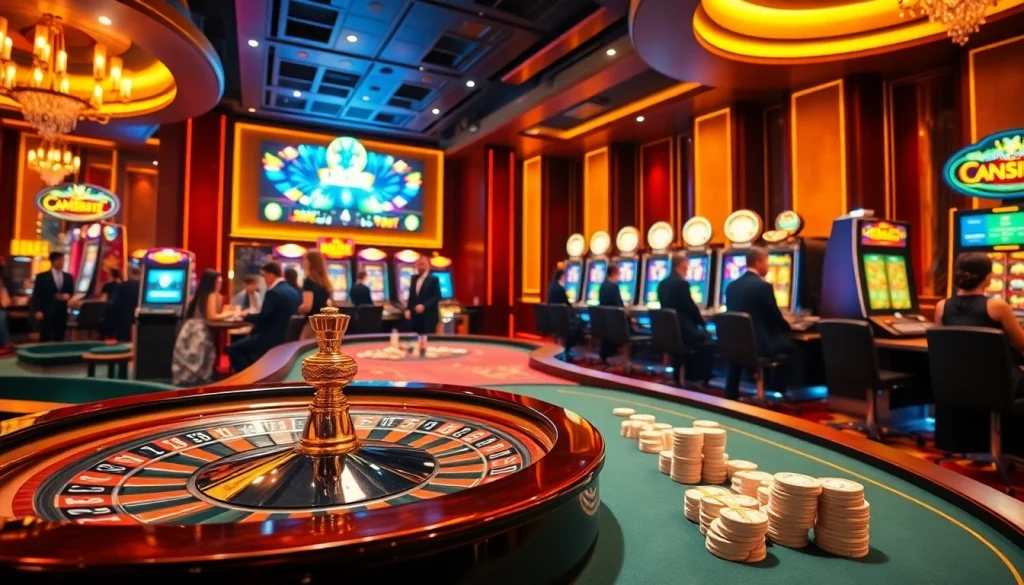 Players strategizing at the poker table with vibrant casino visuals at https://lc88m.com/ enhancing the gaming excitement.