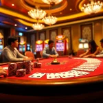 Experience the thrill of gaming at MM88's luxurious casino with vibrant slot machines and poker tables.