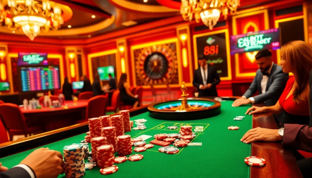 Experience the thrill of winning at the 88i casino poker table surrounded by vibrant chips and cards.