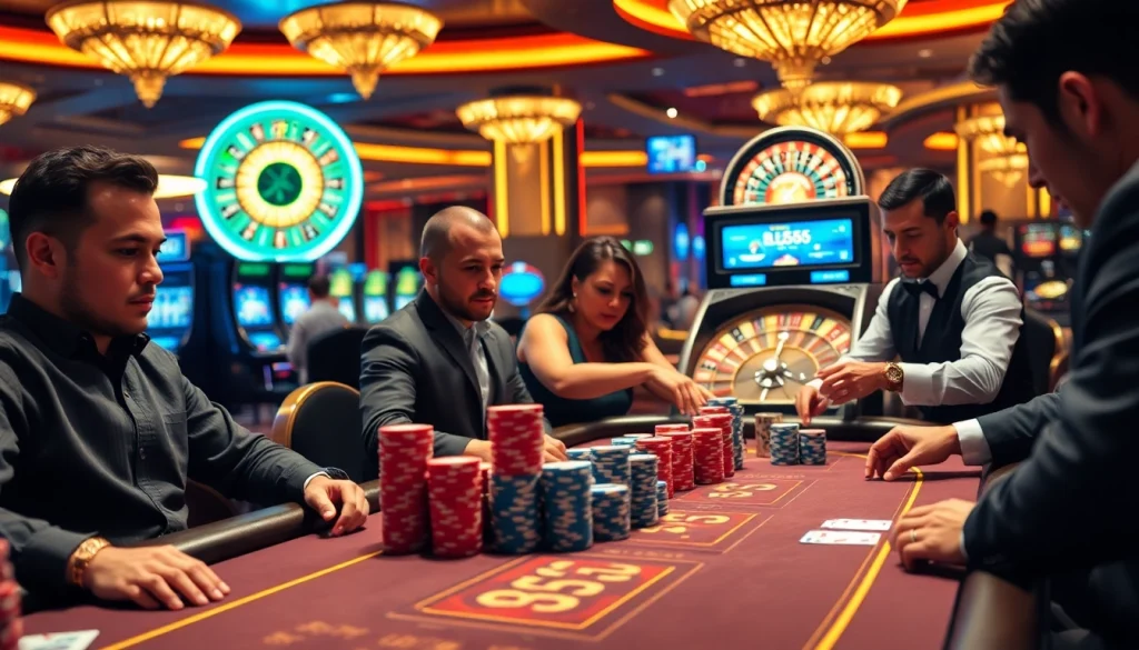 Experience the thrill of BL555 with engaging casino players at the poker table.