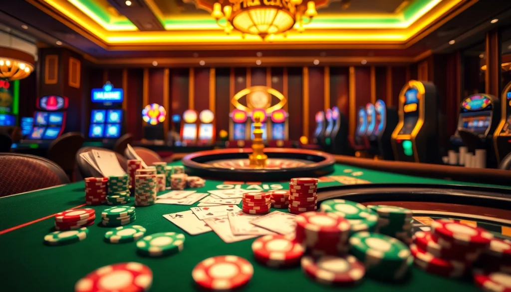 Engaging poker scene with vibrant colors and keo nha cai elements to enhance the gambling experience.