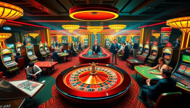 Engaging players at https://fc88.de.com/ casino tables enjoying a vibrant gaming atmosphere.