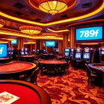 Engaging scene of 789f casino games showcasing poker chips, tables, and a roulette wheel.
