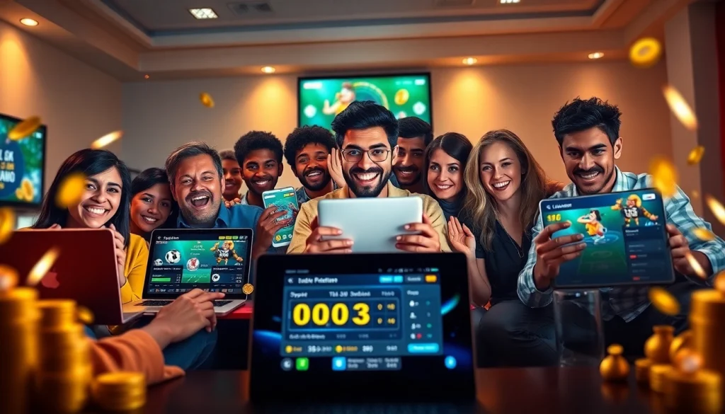 Engaging online betting scene at https://luckywin.name showcasing diverse players enjoying exciting games and sports.