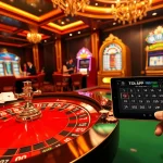 Tải App for an immersive casino experience with vibrant roulette tables and poker chips.