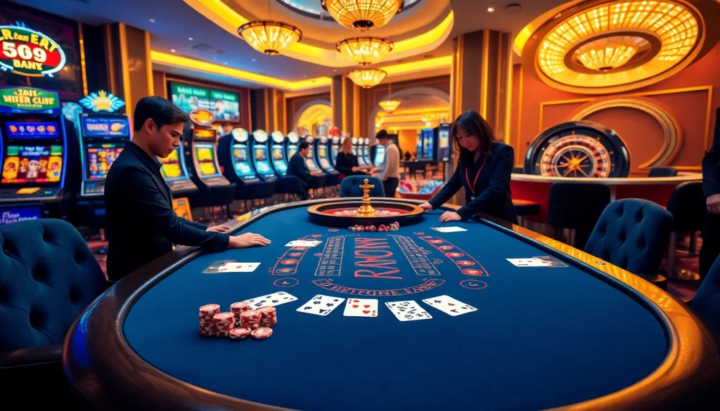 Thrilling casino atmosphere with blackjack action at hay88.deal featuring colorful poker chips.
