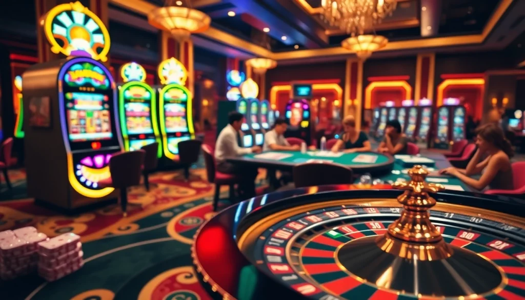 Engage with the thrilling gaming experience at THA BET, featuring glamorous casino tables.