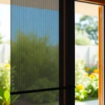 Sliding patio door with a fly screen for patio doors, blending indoor and outdoor aesthetics.