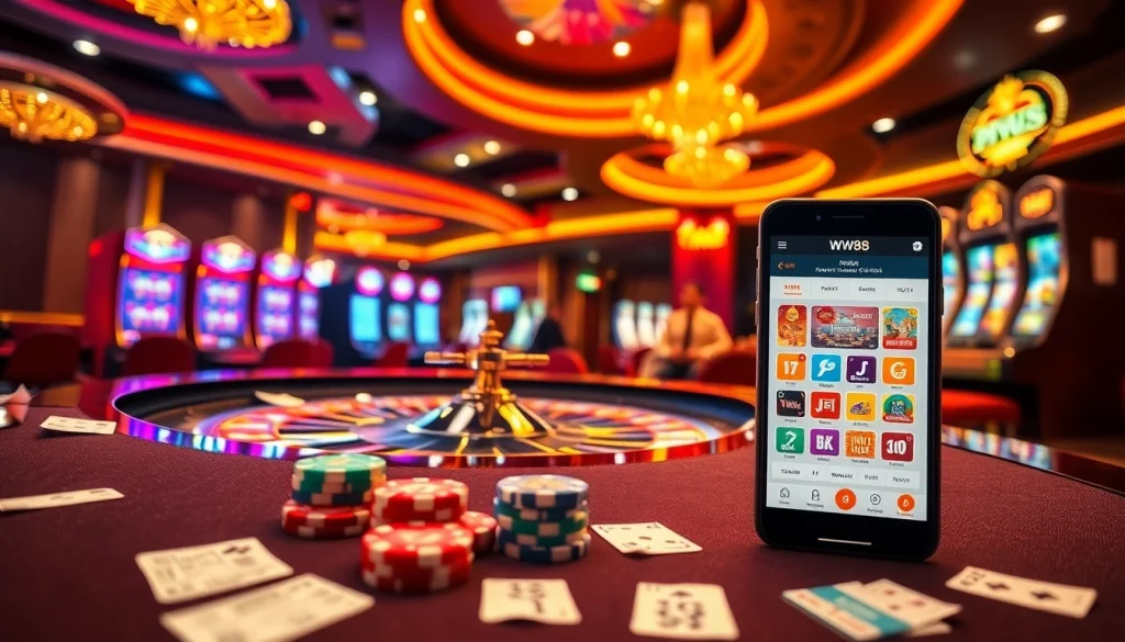 Players enjoying thrilling games at WW88 casino, featuring roulette and poker tables.