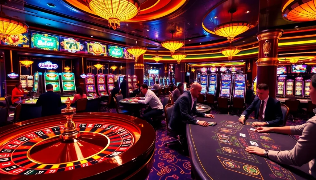 Thrilling gaming experience at 33win.com with vibrant casino tables and excited players.